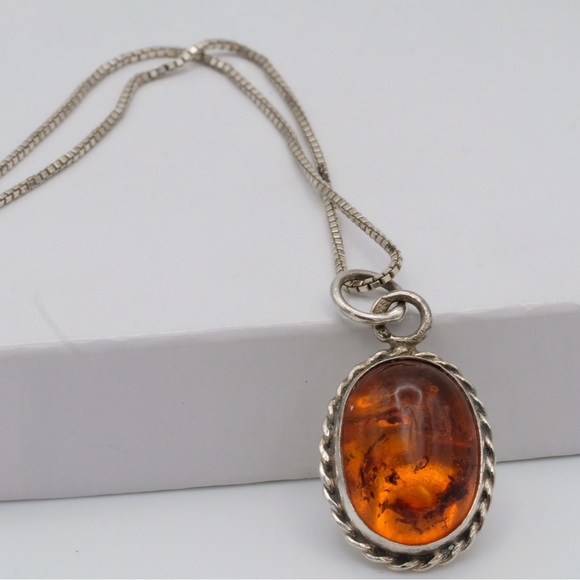Glowingly Gorgeous Amber Necklace Beauty 🙌🏻✨⏰💭🤝⌛️ Sterling Silver Boho - Picture 14 of 16